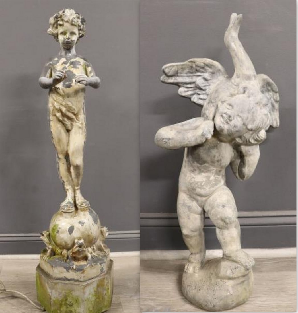 2 Antique Lead Figural Fountain. (1 of 20)