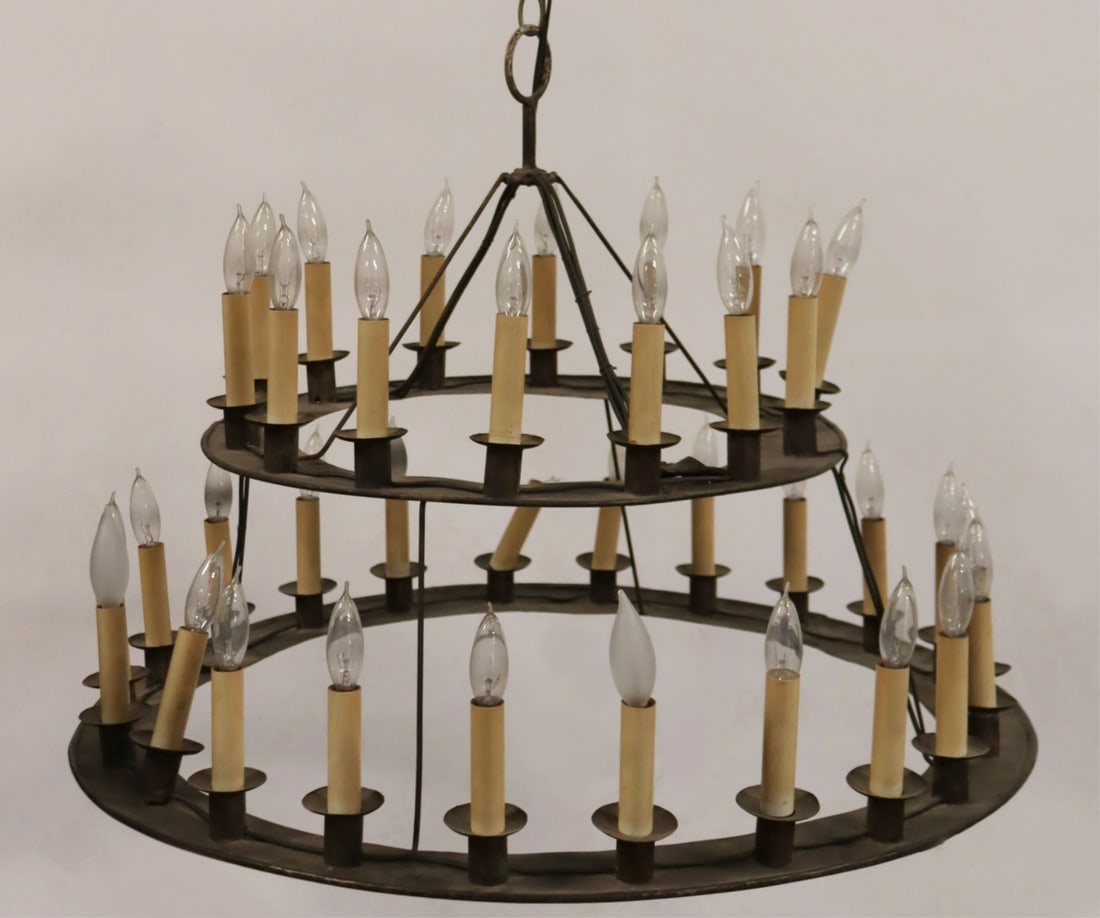 Antique 2 Tier Wrought Iron Chandelier. (1 of 3)