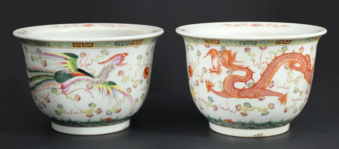 Pair of Chinese Famille Rose Planters. (1 of 6)