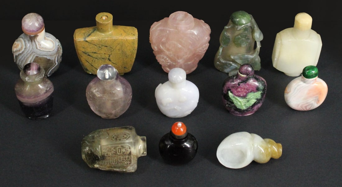 (13) Carved Stone Snuff Bottles. (1 of 11)
