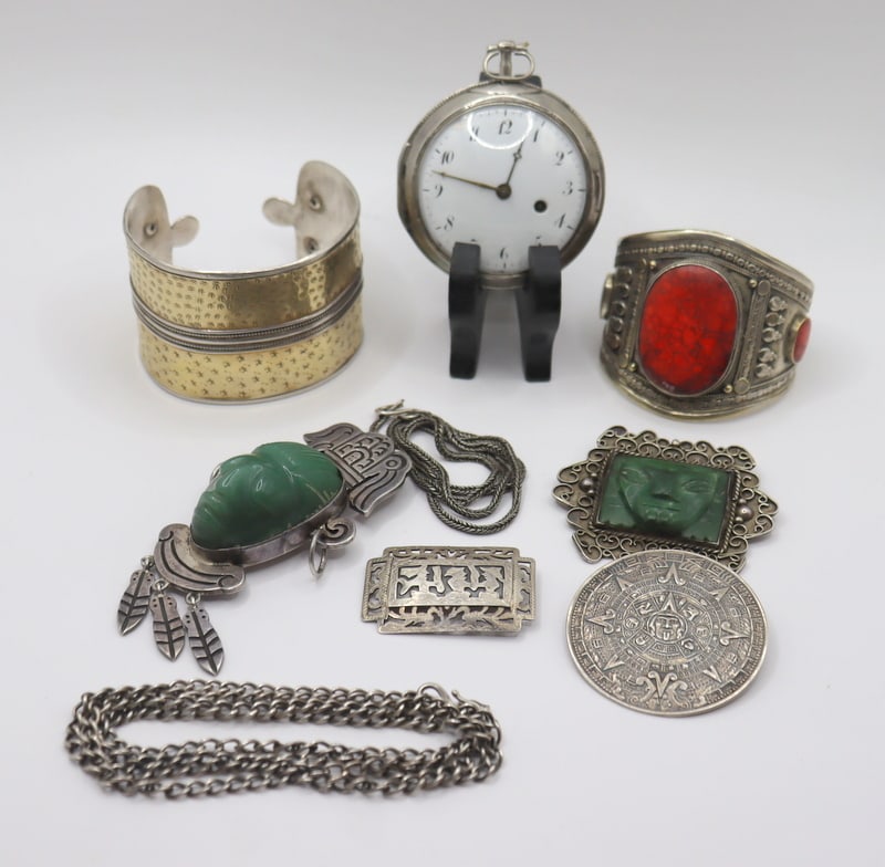 JEWELRY. Grouping of Silver Jewelry Incl. Mexican (1 of 20)