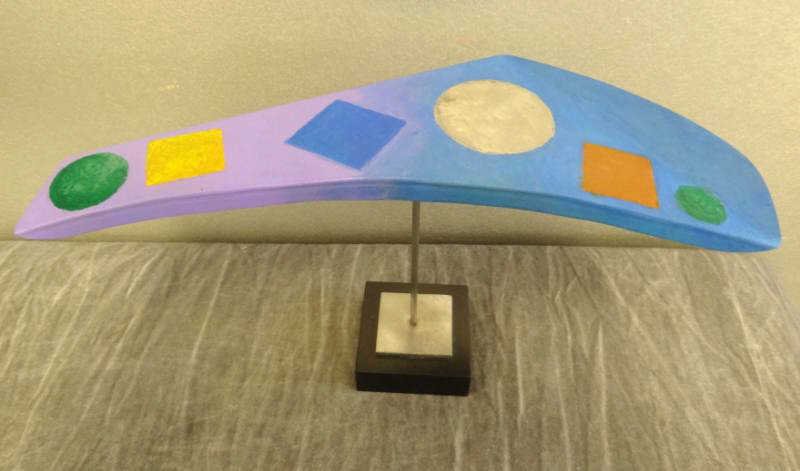 RICKEY, George. 1999 Polychrome Abstract Stainless: Steel Sculpture. Balanced on pointed base. Signed and dated twice on underside and signed and dated on base. George Warren Rickey, American, 1907 - 2002. From a Lebanon, NY consignor and personal frie