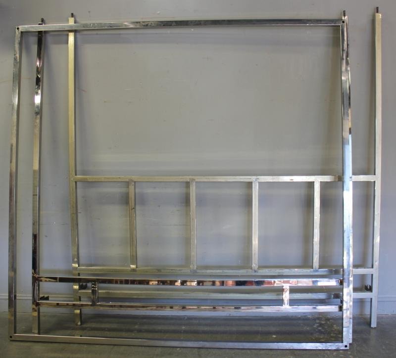Pace Midcentury Style Stainless Steel Bed Frame.: From a Weston, CT estate. Dimensions: 81" wide x 84" high.