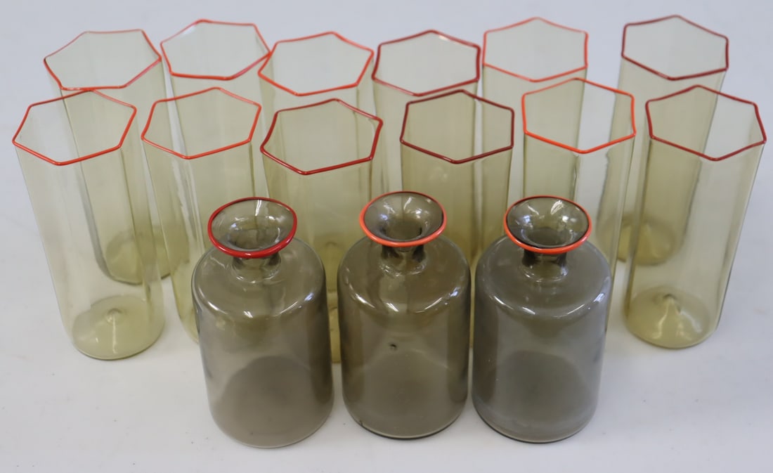 Set of 12 Venini Esagonale Glasses & 3 Vases (1 of 7)