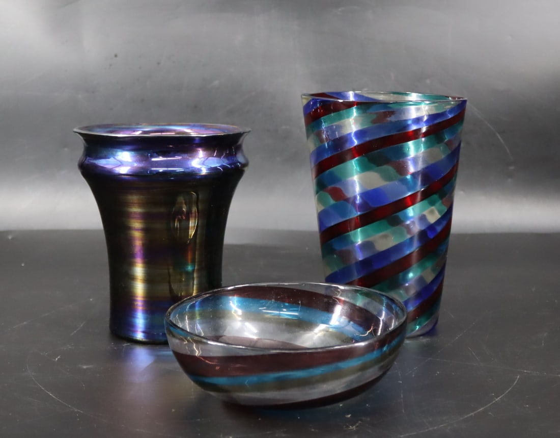 Vintage Venini Green Red Blue Swirl Vase Including (1 of 7)