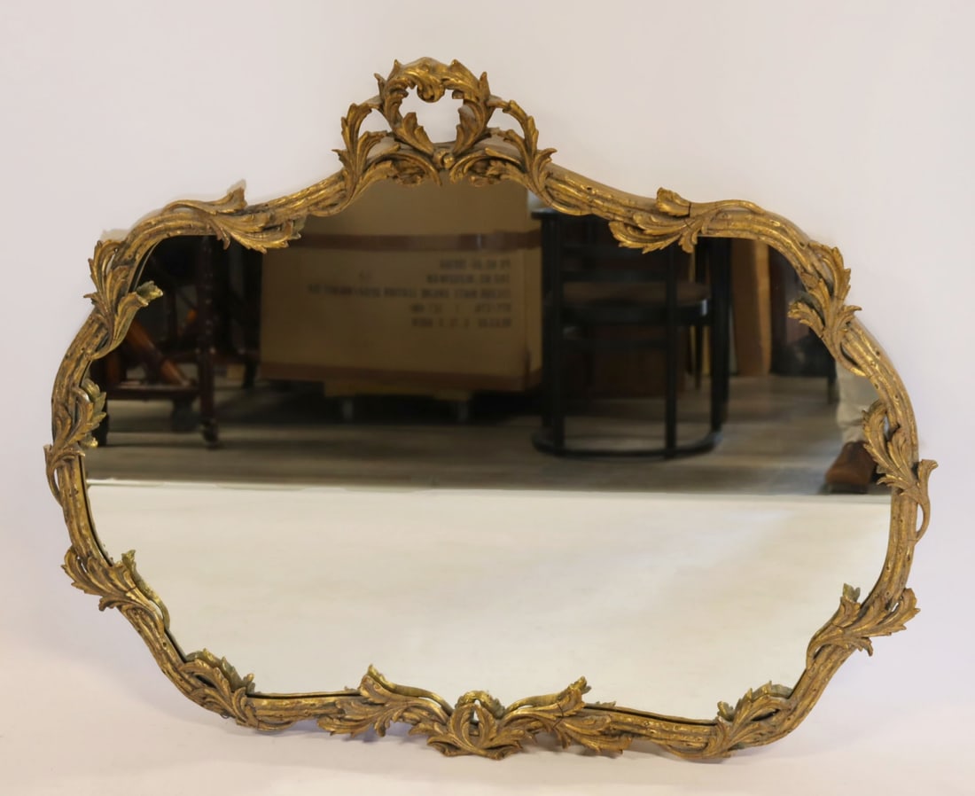Midcentury Giltwood Mirror.: From a Rye, NY estate. - Dimensions: 38" h x 42" w.