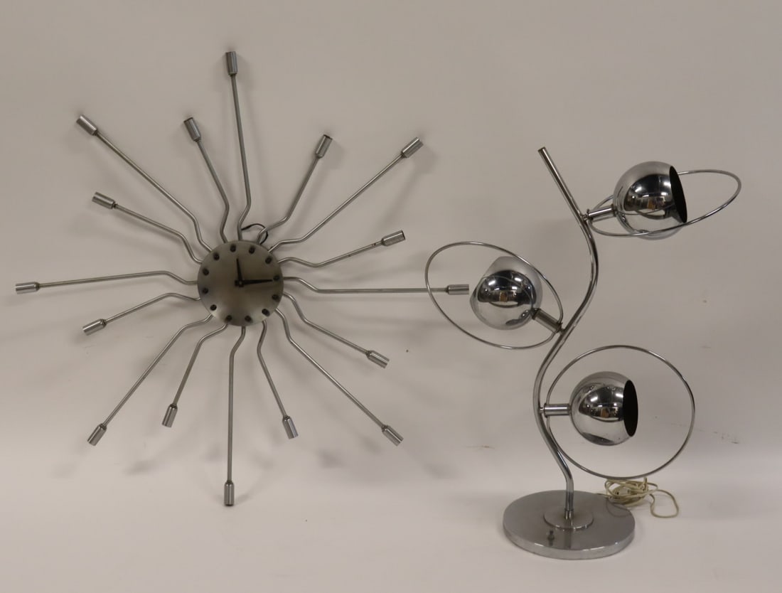 Atomic Clock Lamp Together With A Chrome Lamp. (1 of 6)