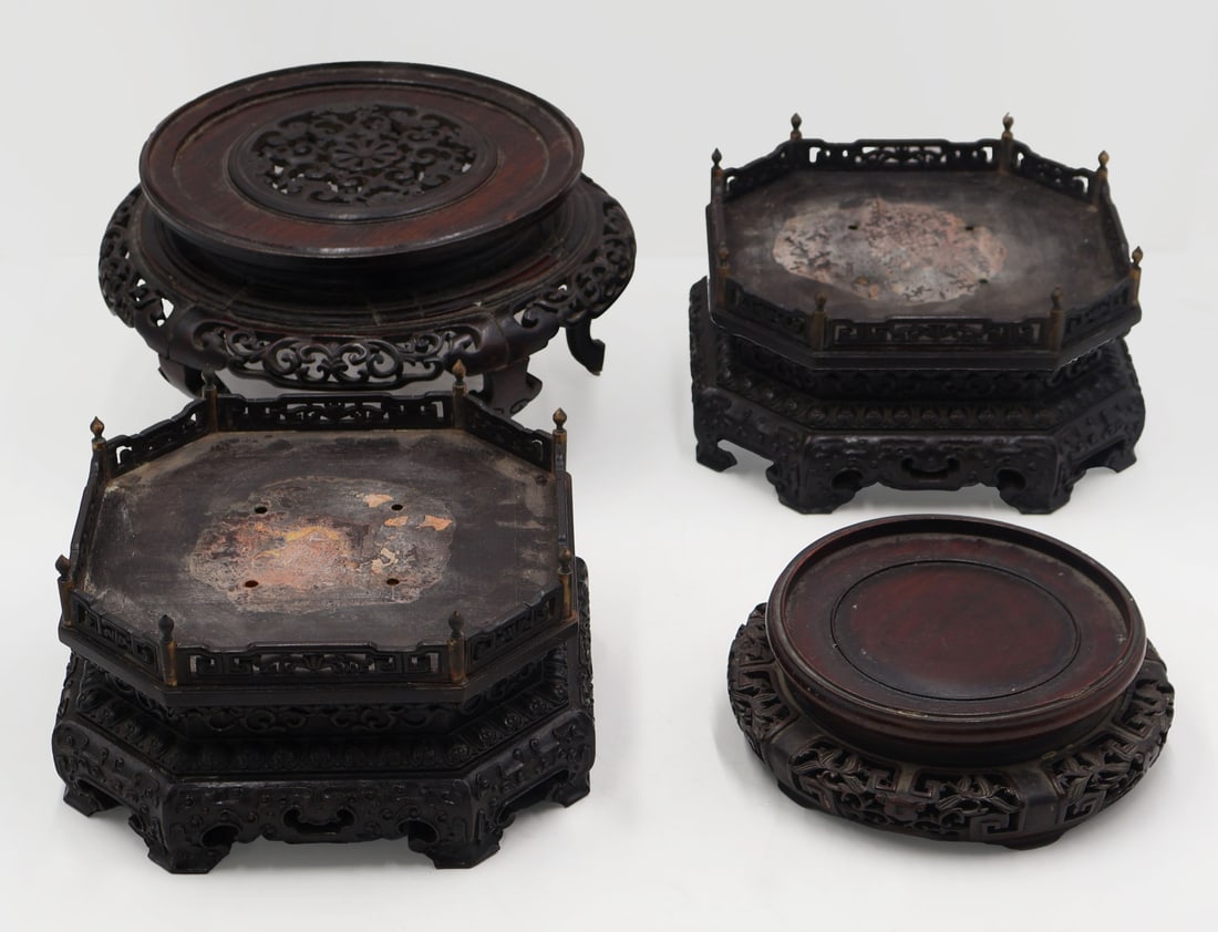 (4) Assorted Chinese Carved Wood Stands. (1 of 18)