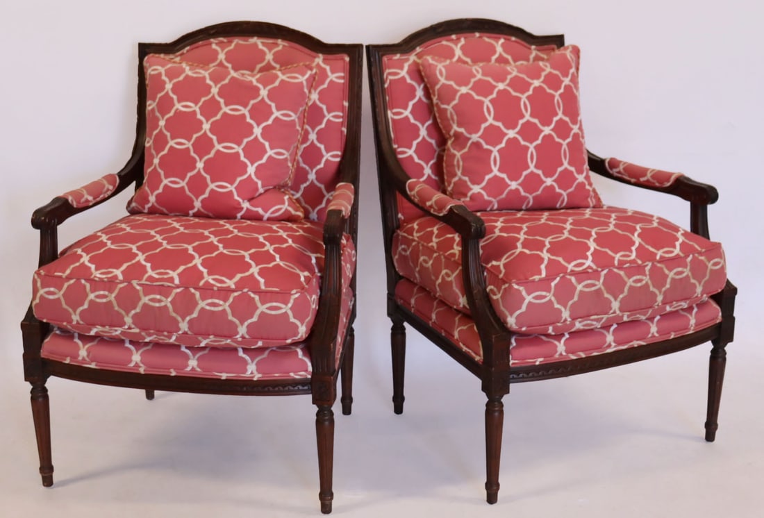 Calico Corners Pair Of Louis XV1 Style Bergeres.: From a Bronxville, NY estate. - Dimensions: 39.5" h x 27" w x 25.5" d