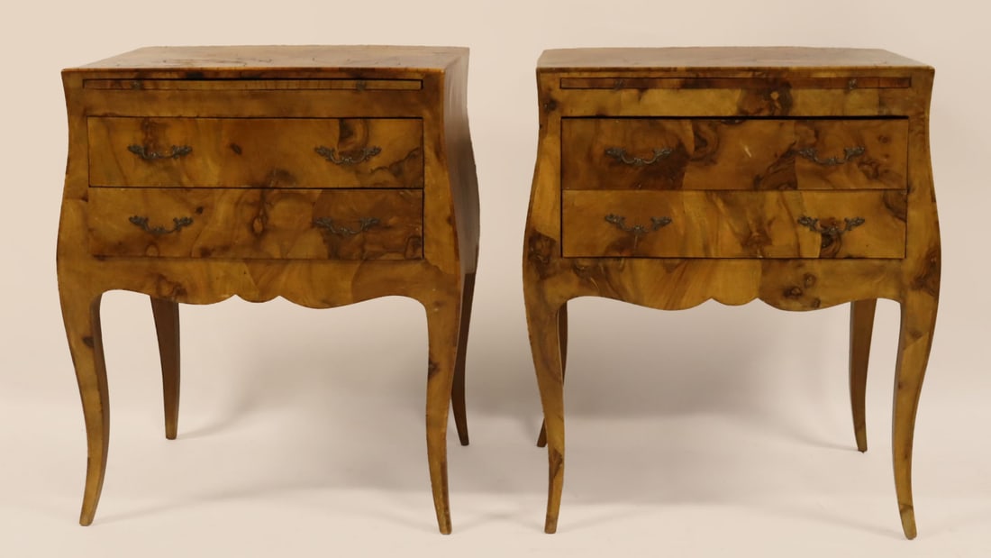 A Vintage Pair Of Burl Walnut Side Cabinets Signed (1 of 6)