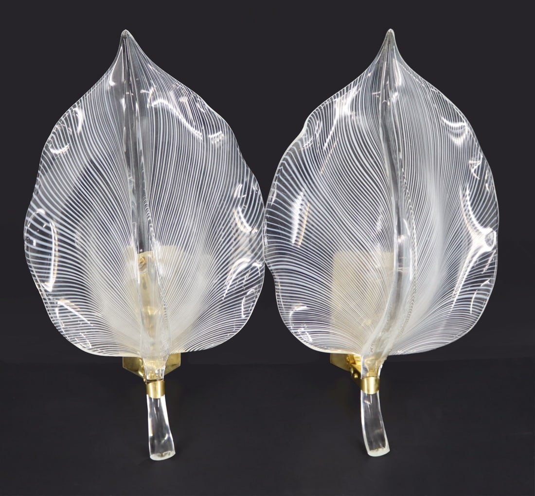 Franco Luce Murano Glass Leaf Sconces. (1 of 3)