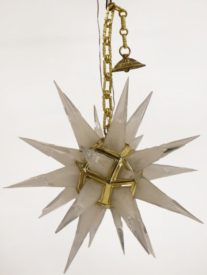 Bronze Mounted Cut Glass Sputnik Style Chandelier (1 of 6)