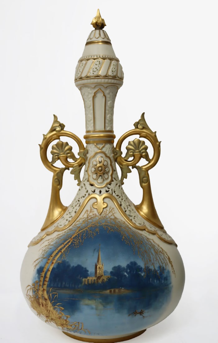 ROYAL WORCESTER. Large Stratford on Avon Porcelain (1 of 10)