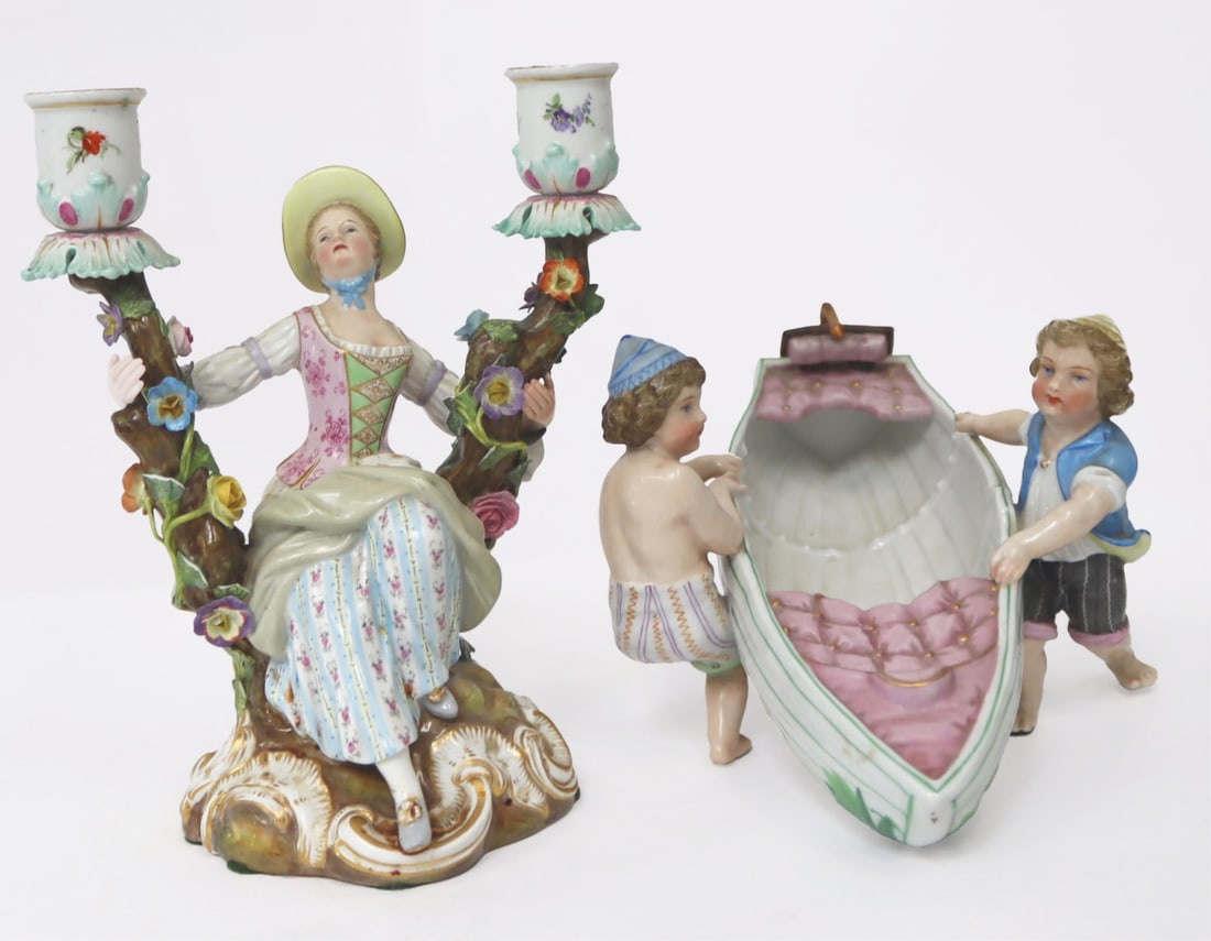A Meissen Candlestick & A Vion & Baury Figurine (1 of 10)