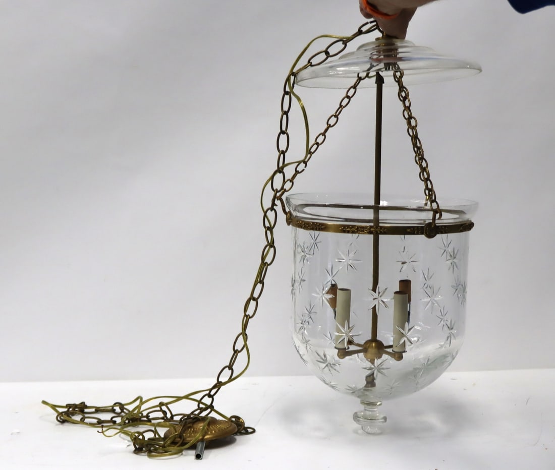 Vintage Gilt Metal Mounted Hurricane Chandelier. (1 of 4)