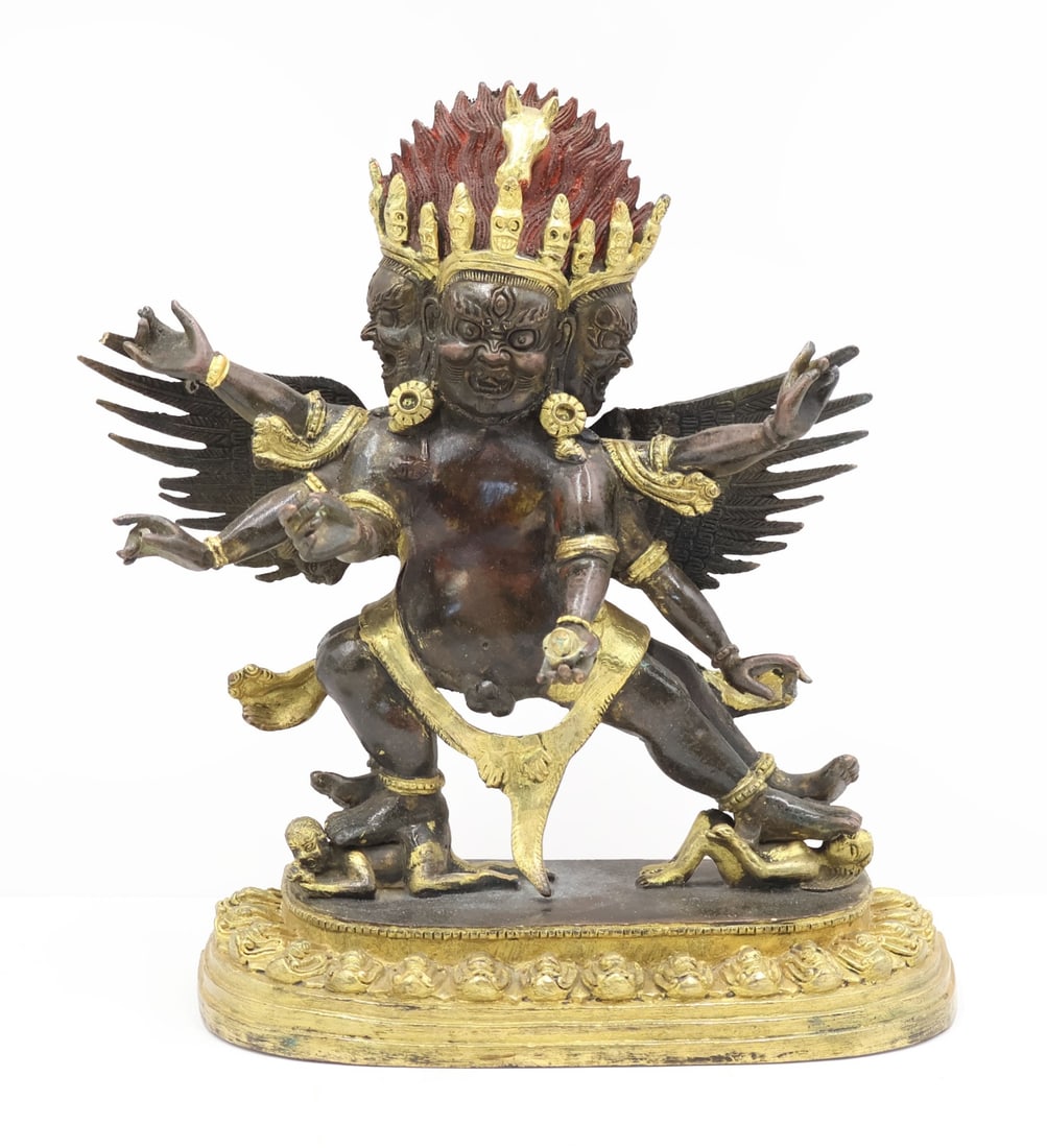 Sino-Tibetan Gilt Bronze Yamantaka. (1 of 10)