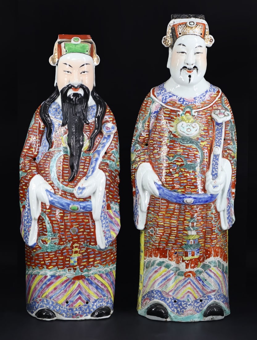 (2) Chinese Famille Rose Figural Statues. (1 of 11)