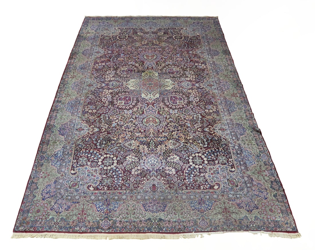 Antique And Finely Hand Knotted Kerman Carpet. (1 of 16)