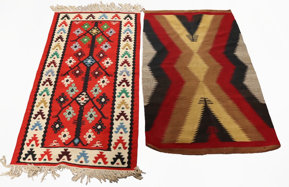 2 Vintage Hand Woven Native American Style Rugs. (1 of 6)