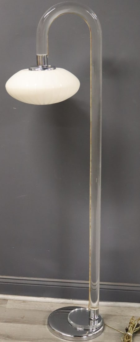 Midcentury Floor Lamp With Arched Lucite Base & (1 of 3)