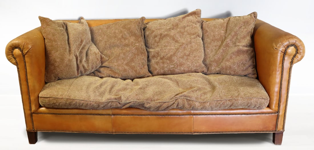 RALPH LAUREN Signed Tan Leather Sofa. (1 of 12)