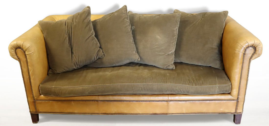 RALPH LAUREN Signed Tan Leather Sofa. (1 of 8)