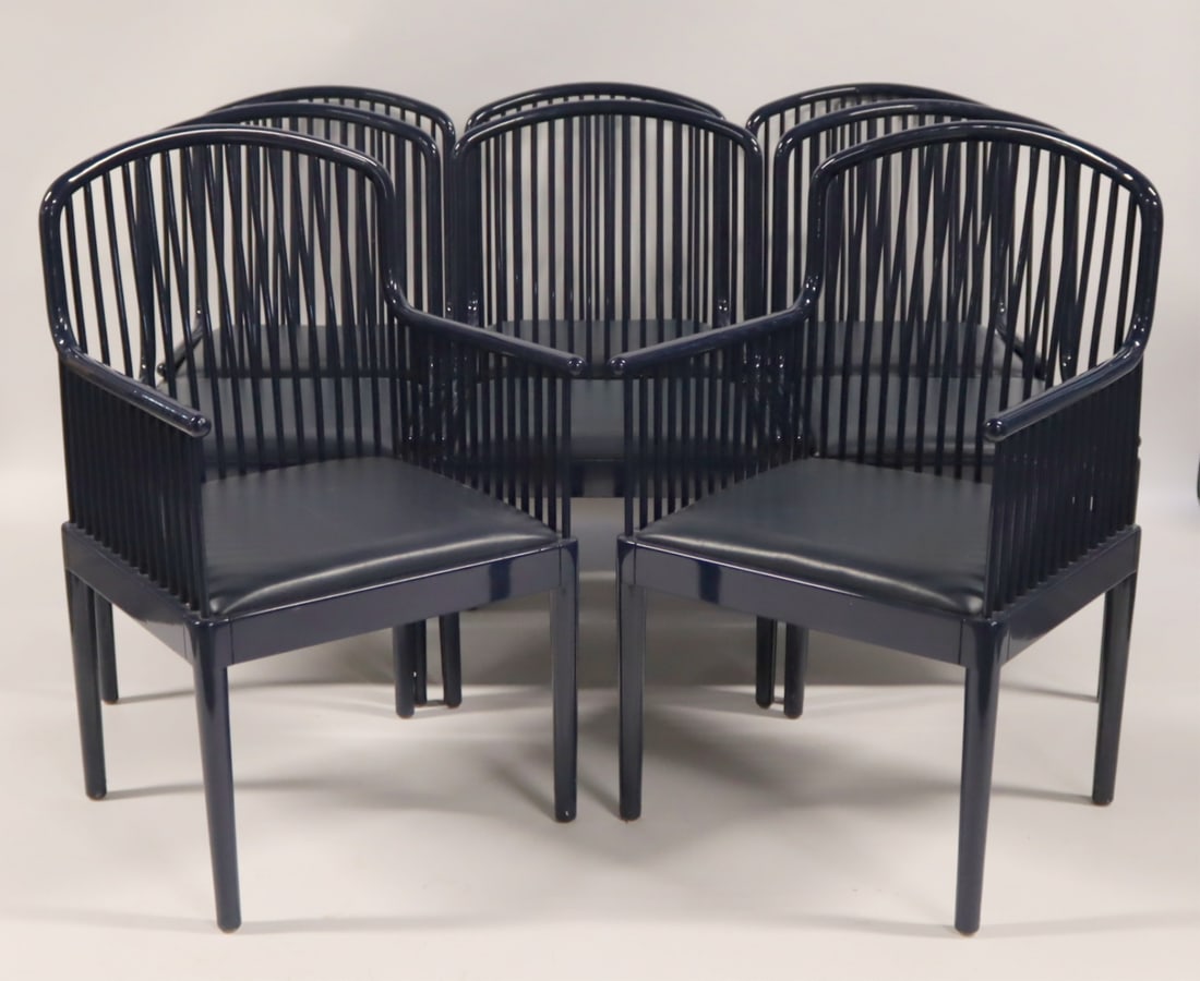 8x Davis Allen for Stendig "Andover" Chairs.: In a nice blue color. From a Westchester Country, NY estate. Dimensions: 37" h x 20" w x 20" d. Seat height: 17" h.