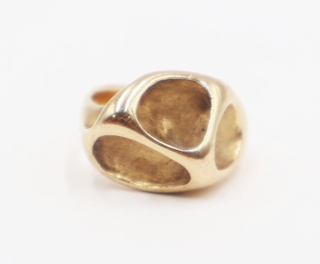 JEWELRY. Modernist Ed Wiener 14kt Gold Ring. (1 of 7)