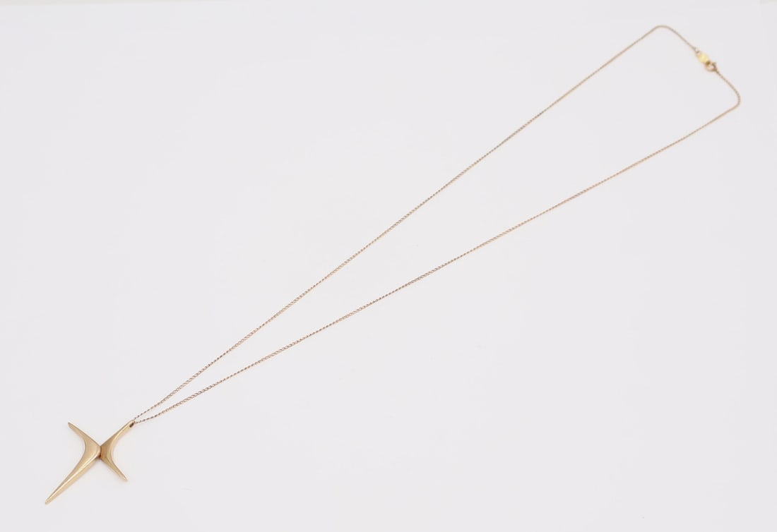 JEWELRY. Modernist 14kt Gold Cross Pendant. (1 of 6)