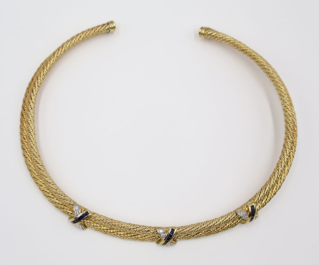 JEWELRY. Armany 18kt Gold, Sapphire and Diamond (1 of 9)