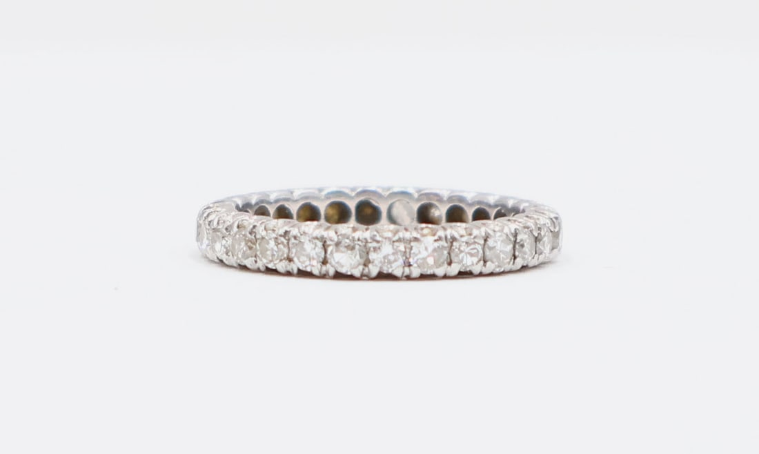 JEWELRY. Platinum and Diamond Eternity Band Ring. (1 of 4)