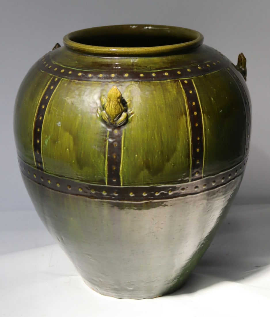 Large Antique Glazed Terracotta Urn / Planter. (1 of 5)
