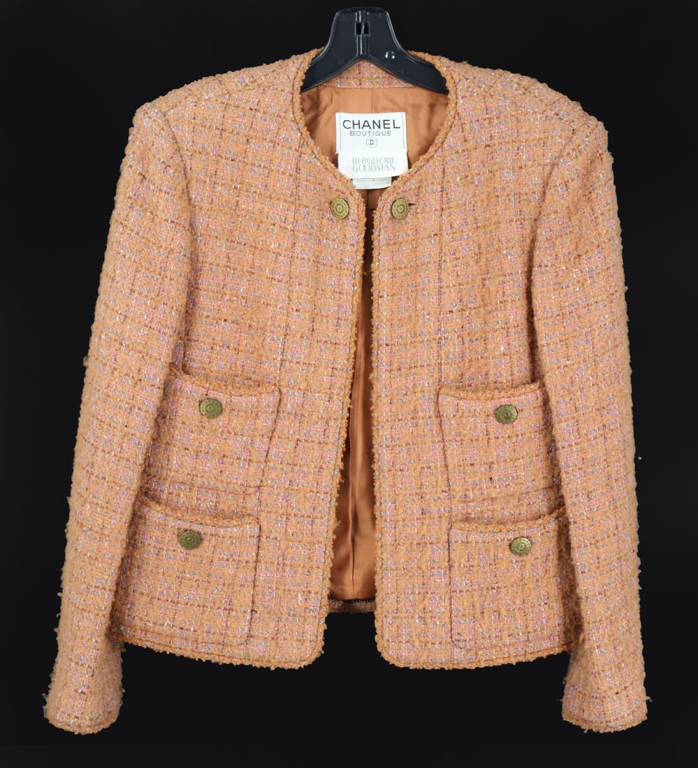 COUTURE. Chanel Peach Tweed Jacket. (1 of 8)