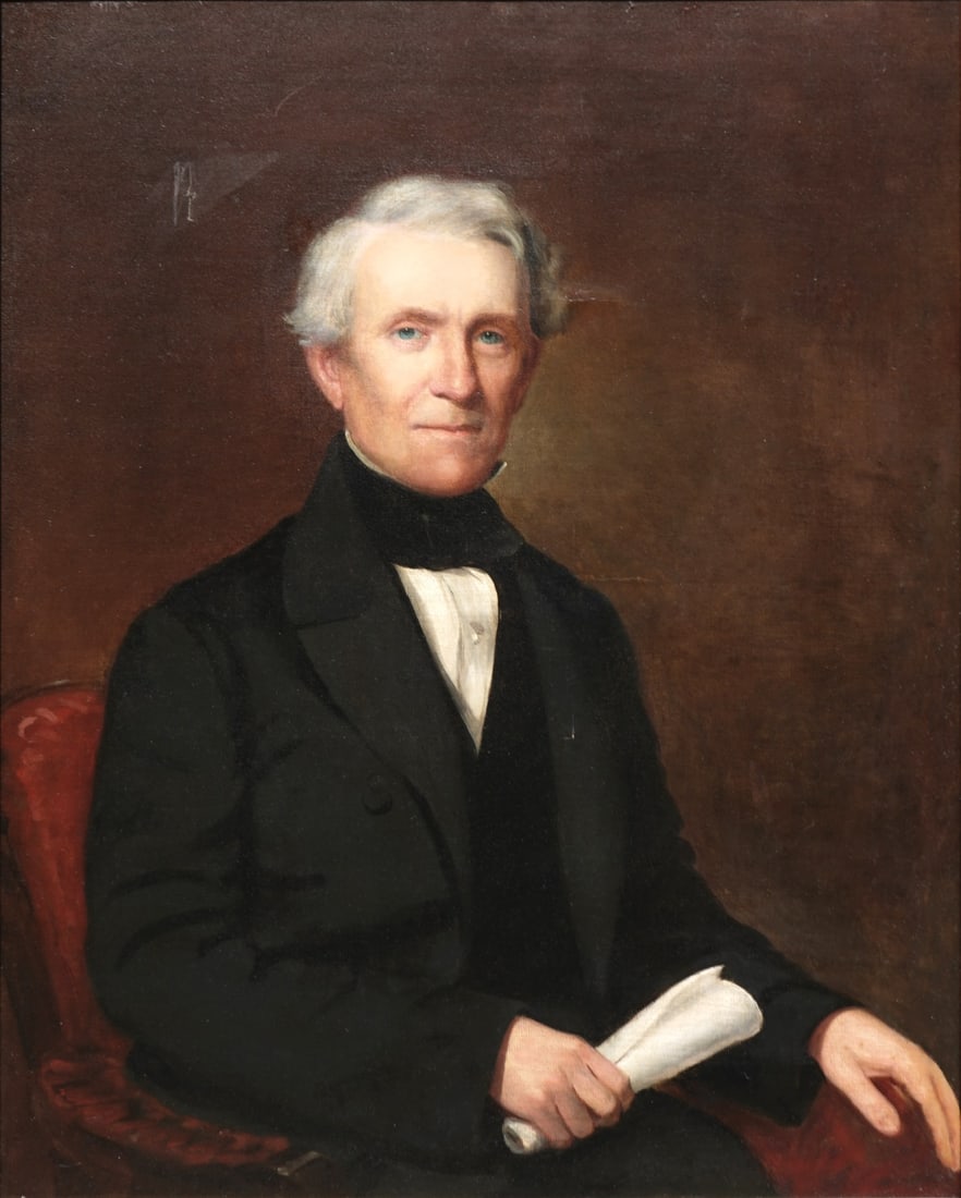 SAMUEL WALDO & WILM JEWETT (AMERICAN,19TH CENT).: Portrait of Courtlandt Palmer Sr. (1800-1874)'. Oil on canvas. Apparently unsigned. Note: Palmer was born in Stonington, CT, but at a very young age moved to NYC. There he worked in an older brother's