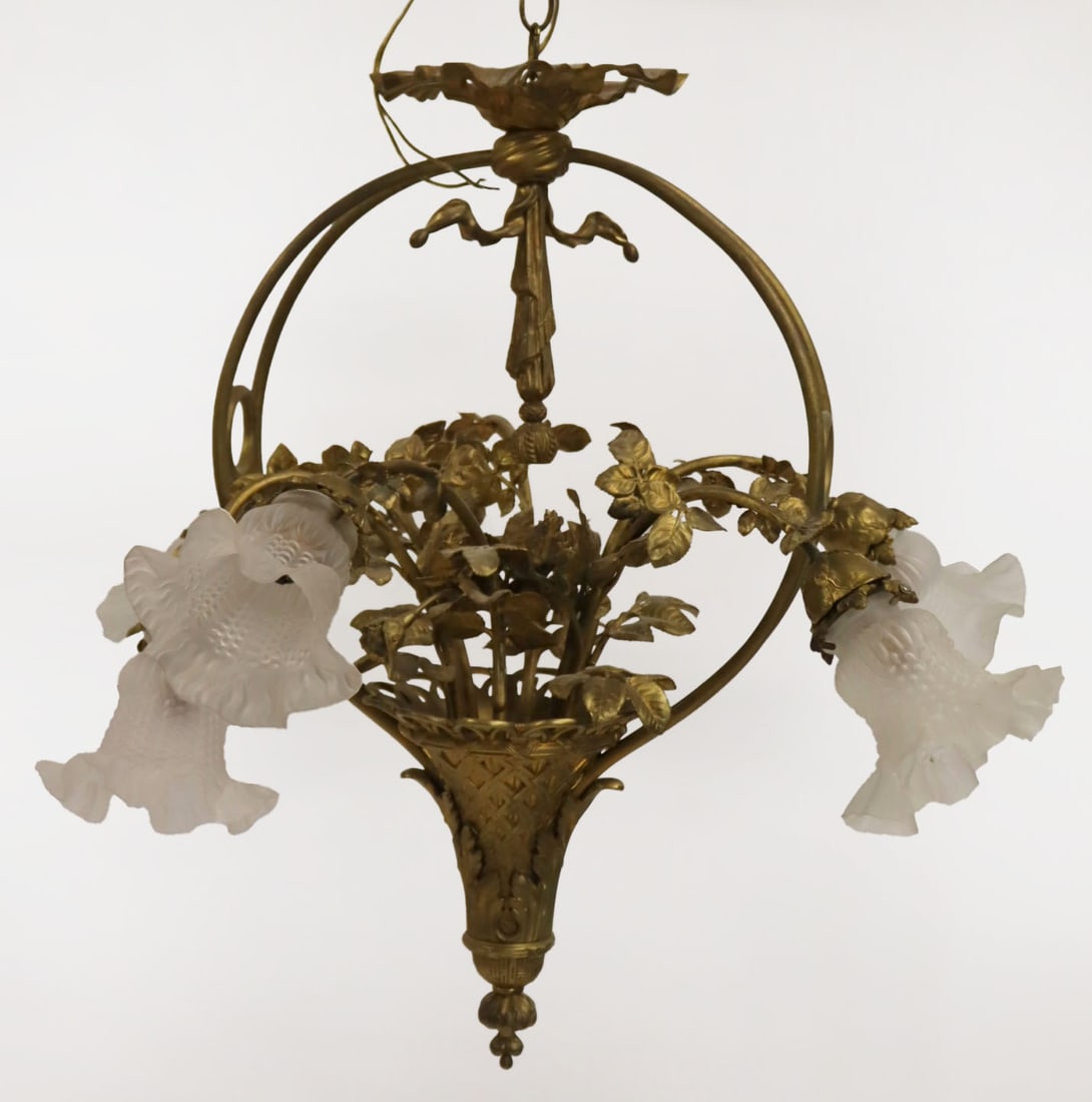 Vintage Gilt Bronze Basket Form Chandelier. (1 of 5)