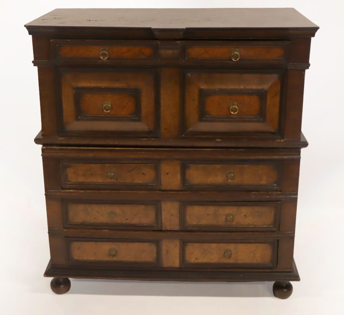 Antique Continental Burl & Ebonised Chest. (1 of 7)