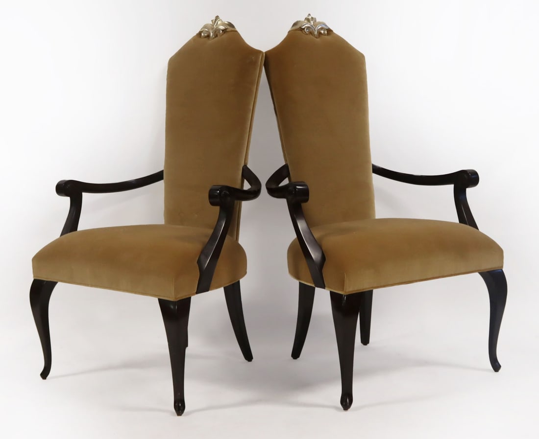 CHRISTOPHER GUY Signed Pr Of Upholstered Arm Chair (1 of 6)