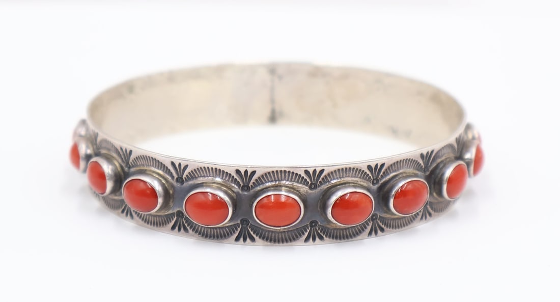 JEWELRY. A. Cadman Signed Sterling and Coral (1 of 7)