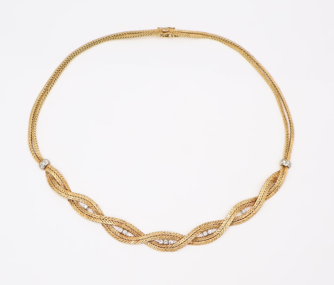 JEWELRY. Italian 18kt Gold and Diamond Necklace. (1 of 7)