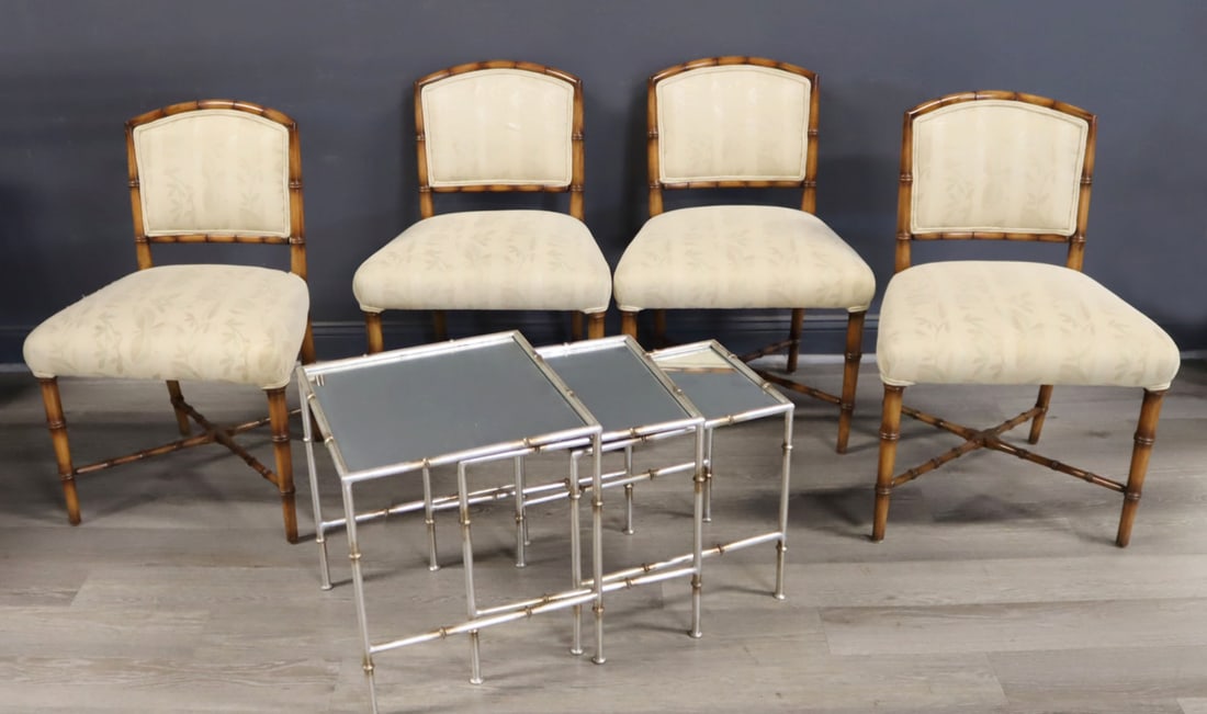 4 Regency Style Bamboo Chairs Together with a (1 of 8)