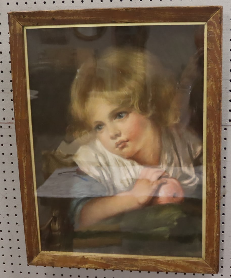 UNSIGNED Pastel on Canvas Portrait. (1 of 4)