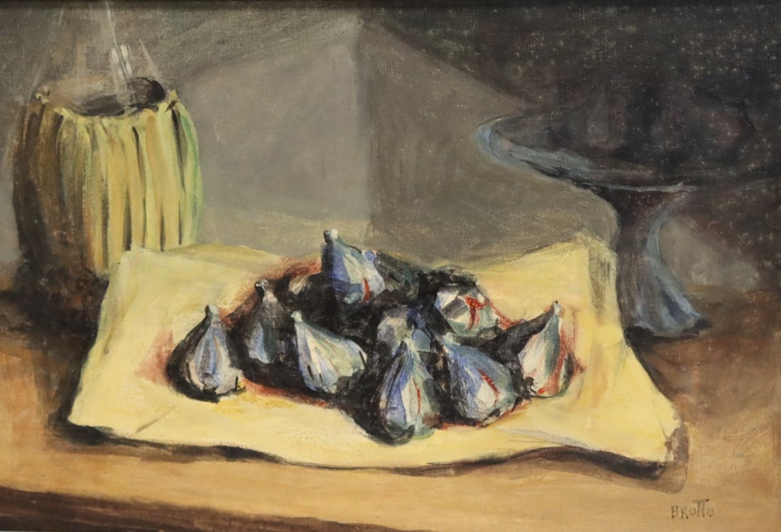 ANGELO BROTTO (Italy, 1914-2002).: Still life. oil on canvas, signed. From a Westchester County, NY estate. - Dimensions: 15" x 23", Framed 23" x 31"