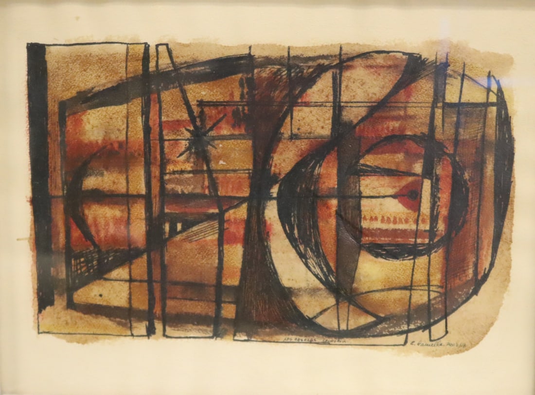 ILLEGIBLY Signed Watercolor Abstract Composition. (1 of 8)