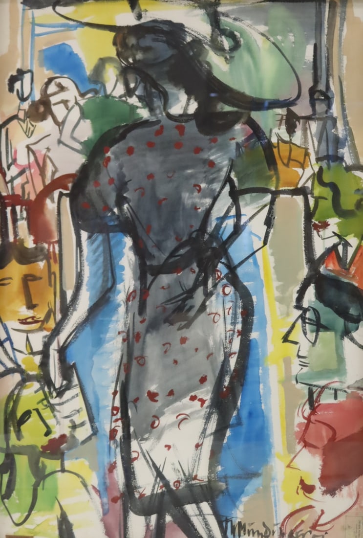 ITALIAN SCHOOL Signed & Dated '57 Watercolor. (1 of 7)