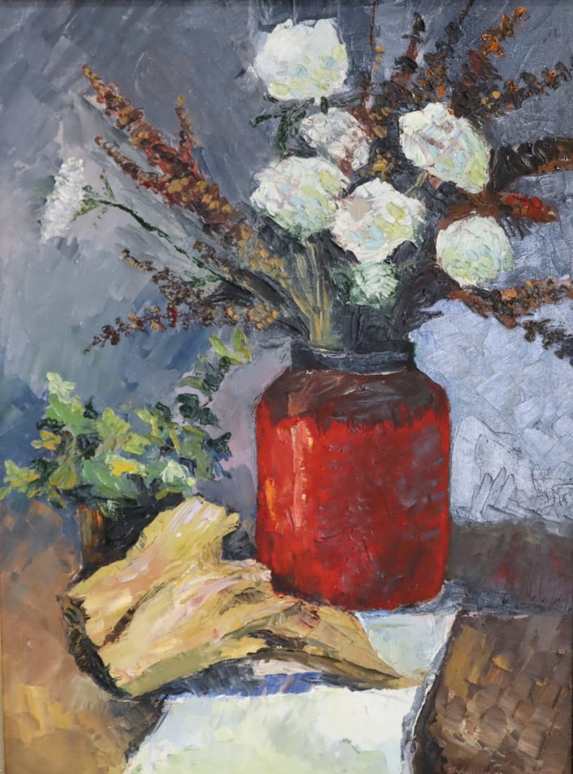 RUSSIAN SCHOOL Signed Oil Floral Still Life (1 of 4)