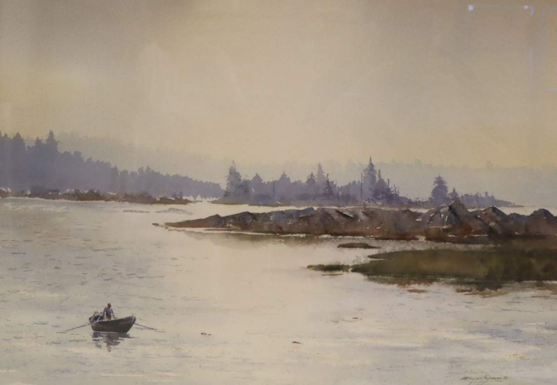 W. DAVIS Signed & Dated Watercolor Seascape. (1 of 5)