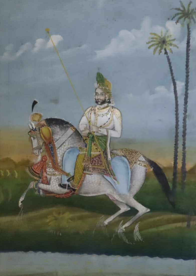 UNSIGNED Framed Persian Gouache Of A Warrior: From a Larchmont NY estate. - Dimensions: 13" x 9" & framed 23" x 20"