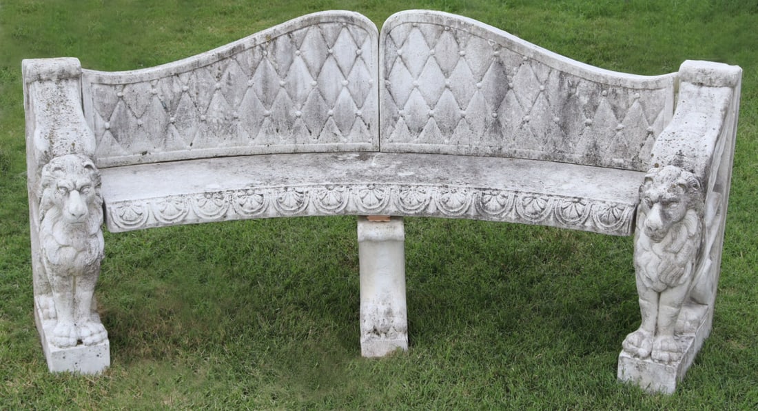 Antique Concrete Winged  Lion Arm Bench. (1 of 5)