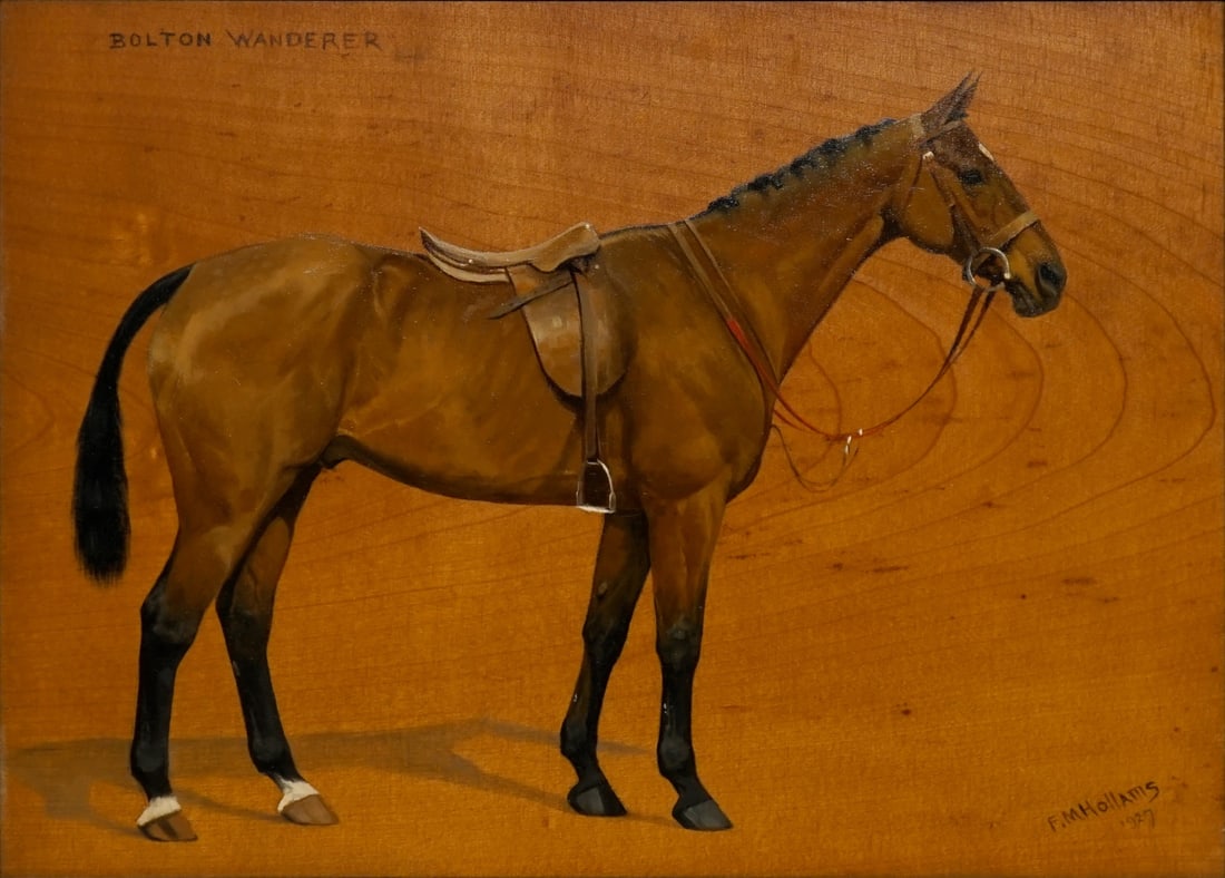 FRANCES MABEL HOLLAMS (BRITISH, 1877-1963)[2 WORKS: Pair of Horse Portrait. (i) 'Bolton Wanderer'. Oil on board. Signed and dated 1927 lower right. (ii) 'Harkway'. Oil on board. Signed lower left. From a Mill Neck, Long Island, NY estate. Dimensions: 1