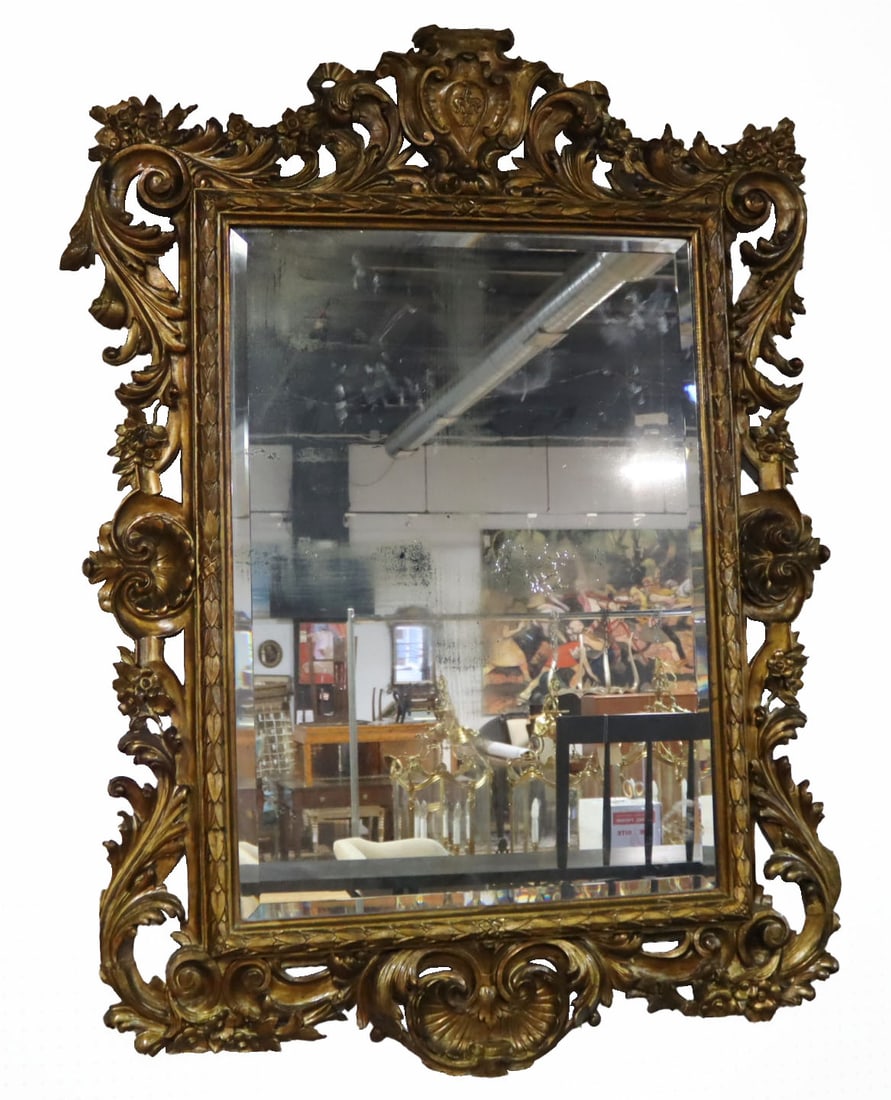 Antique Rococo Carved Giltwood Mirror. (1 of 7)